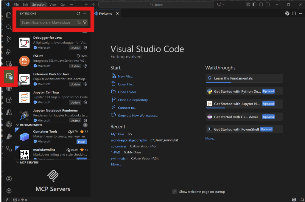 VS Code Extensions Sidebar