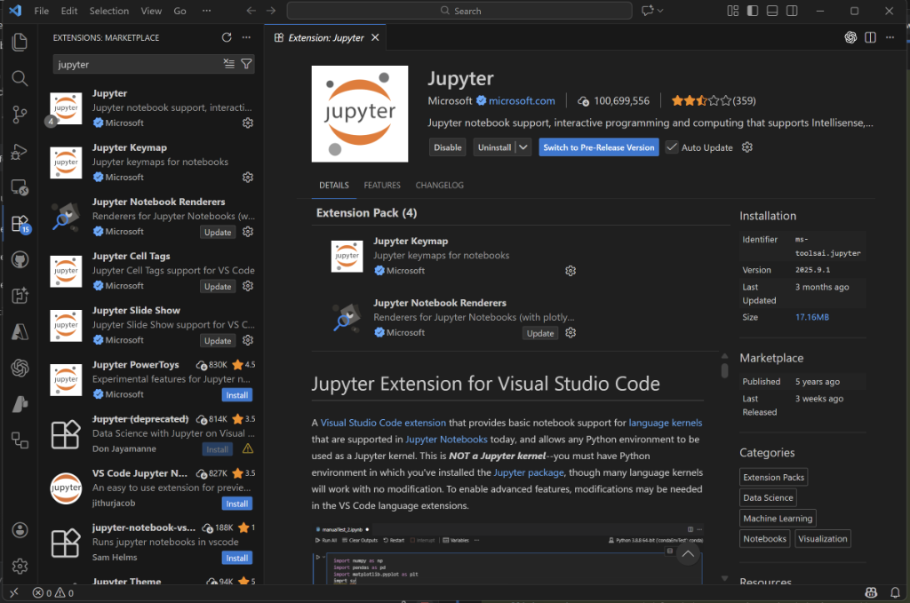 Jupyter Extension Details