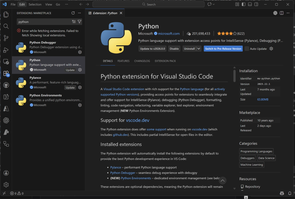 Python Extension Details