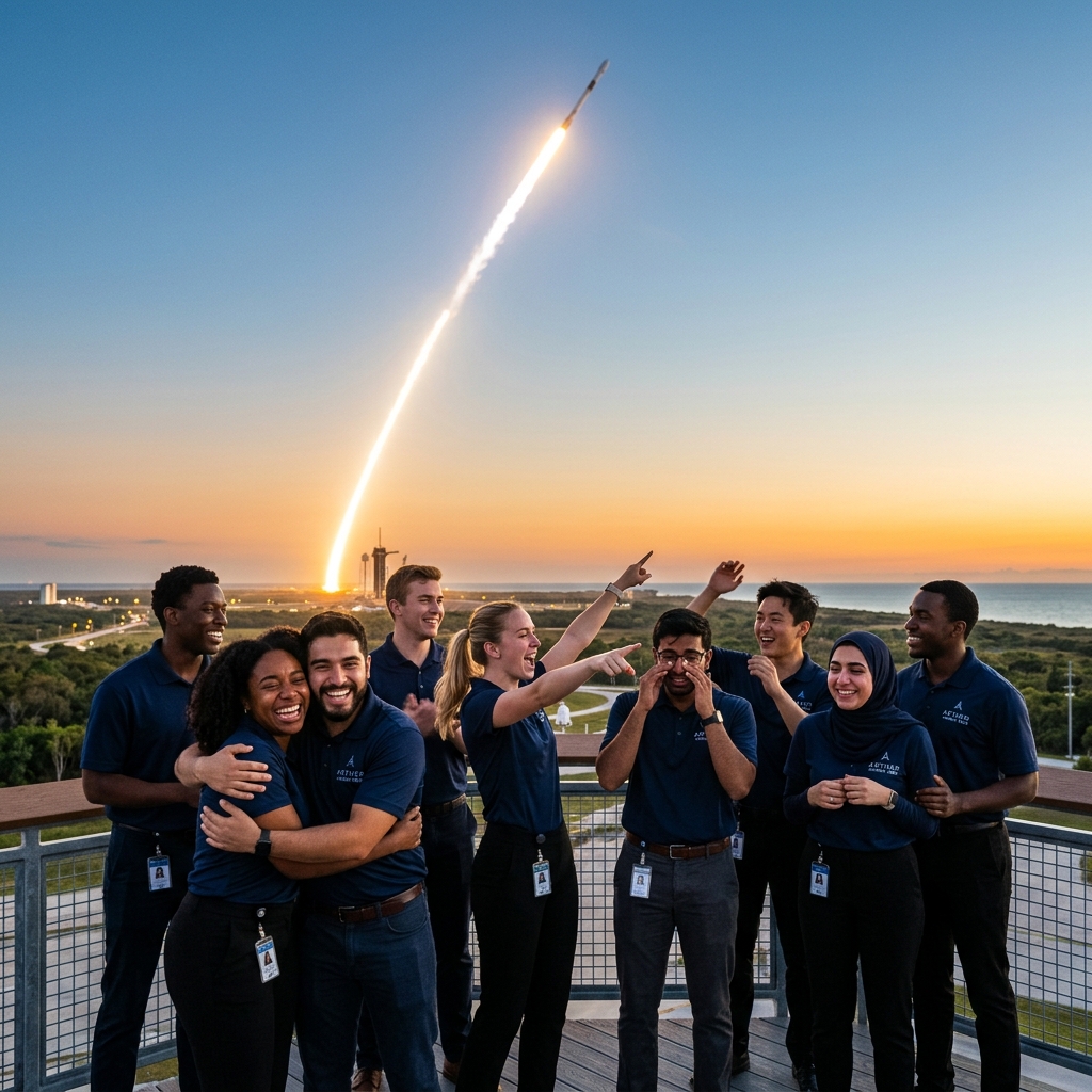 Students watching their satellite launch