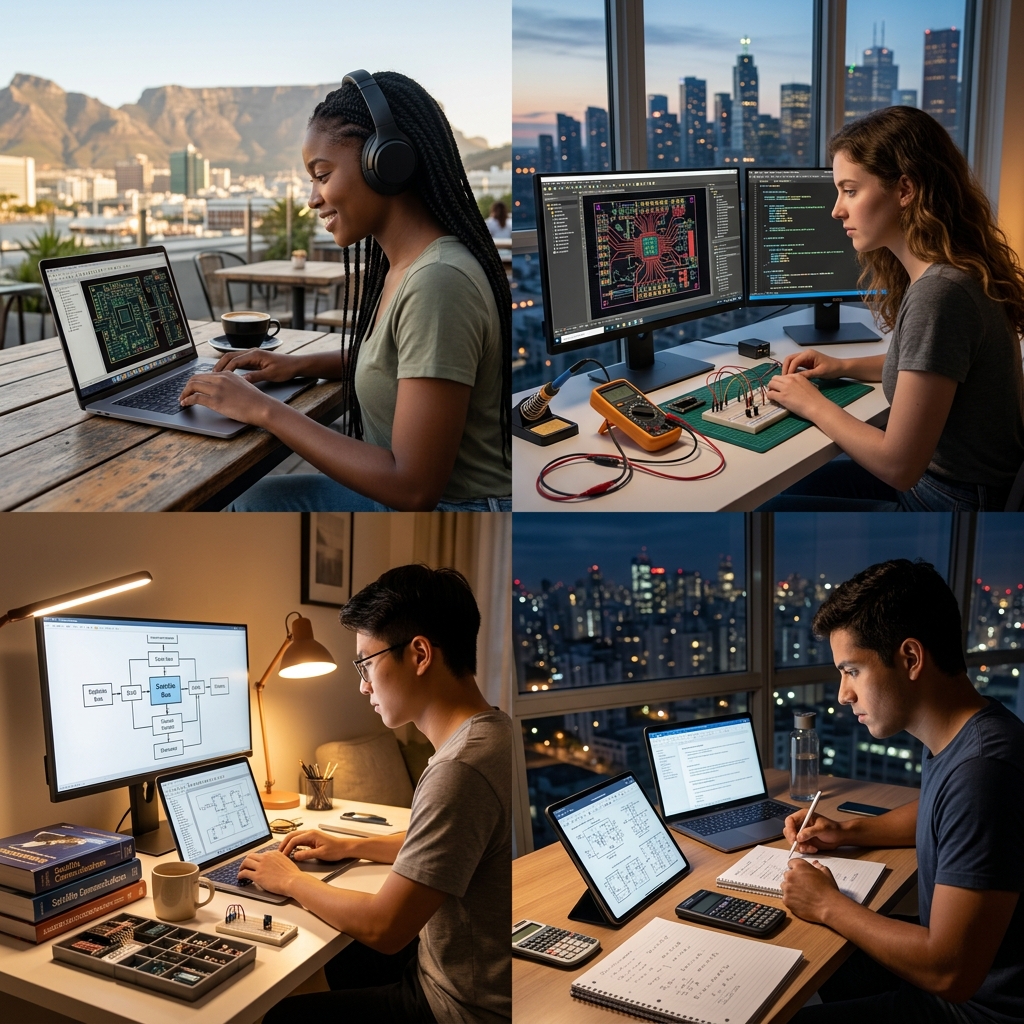 Students studying remotely
