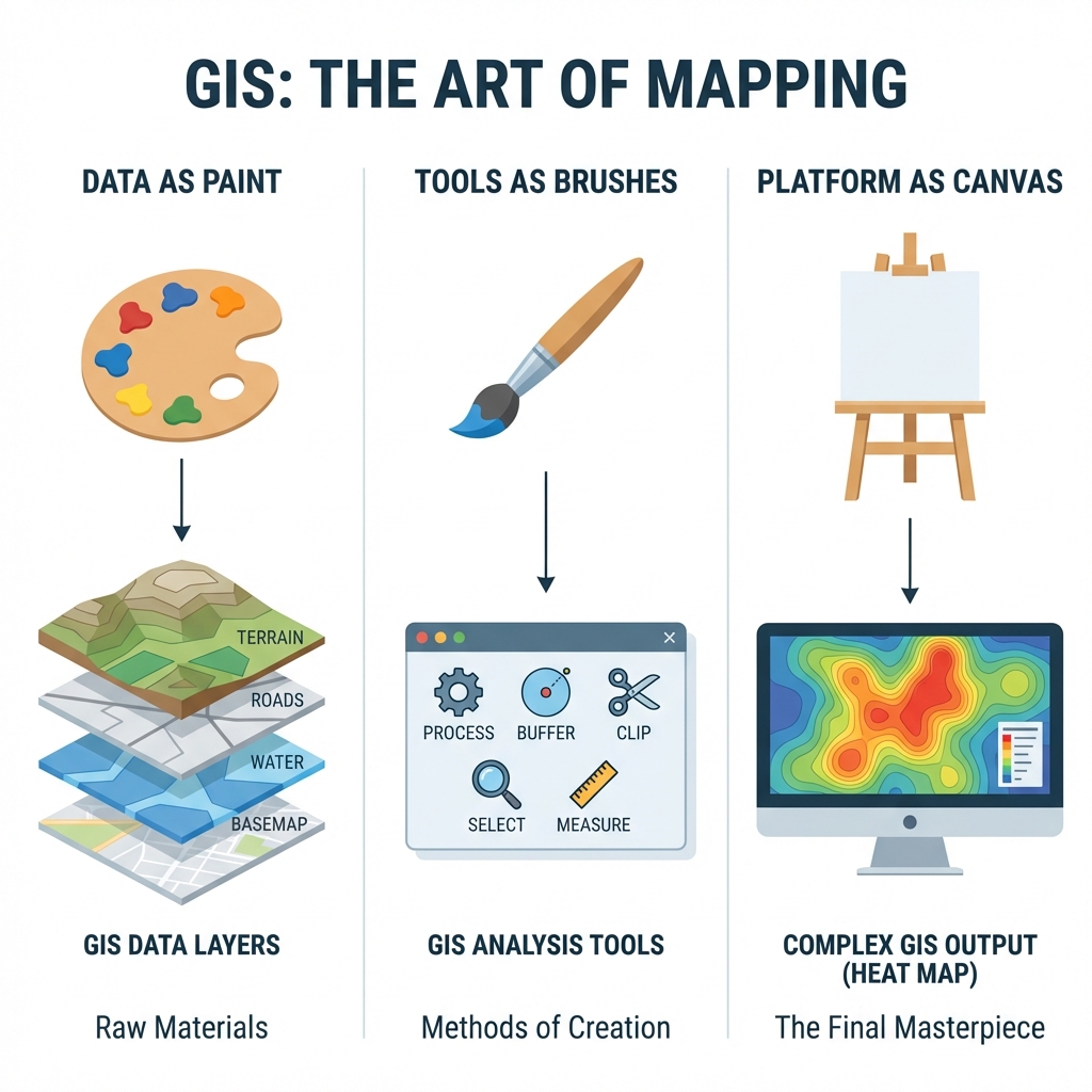 The Art of GIS: Data as Paint, Tools as Brushes, Platform as Canvas