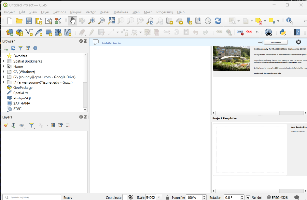 QGIS Interface Start