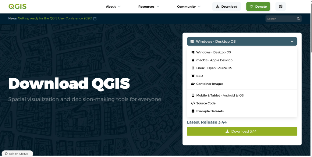 QGIS Website Download Page