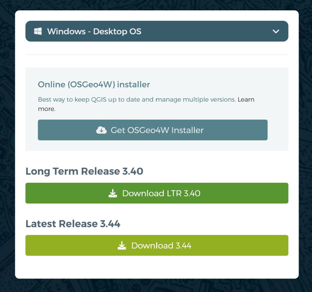 OSGeo4W Installer Option
