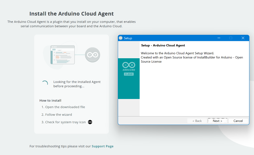Arduino Cloud Agent Installation Wizard