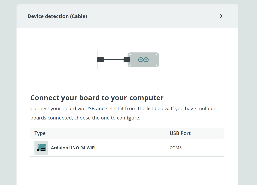 Arduino Board Detected