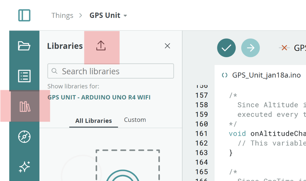 Arduino Cloud Library Import Button