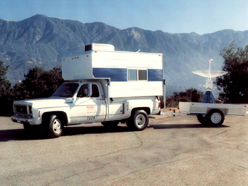 NASA JPL SERIES mobile GPS receiver - a truck with large antenna trailer
