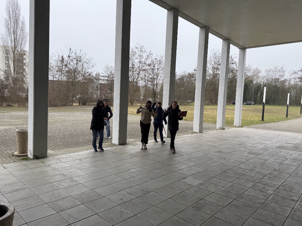 Happy students inside