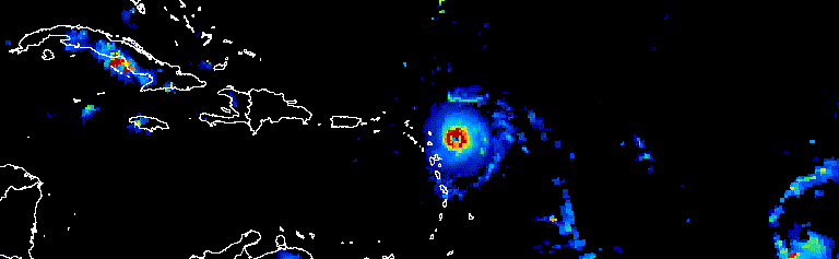 Animation showing a three-day progression of Atlantic hurricanes in September 2017