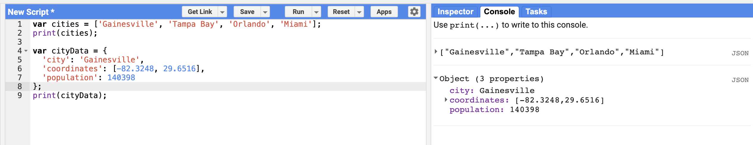 outputting an object