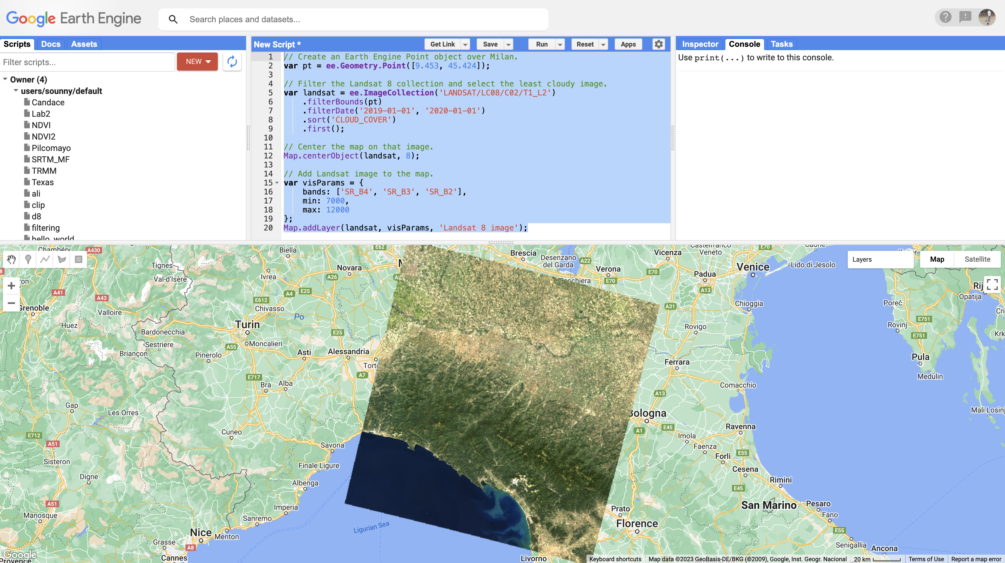 resulting image from landsat