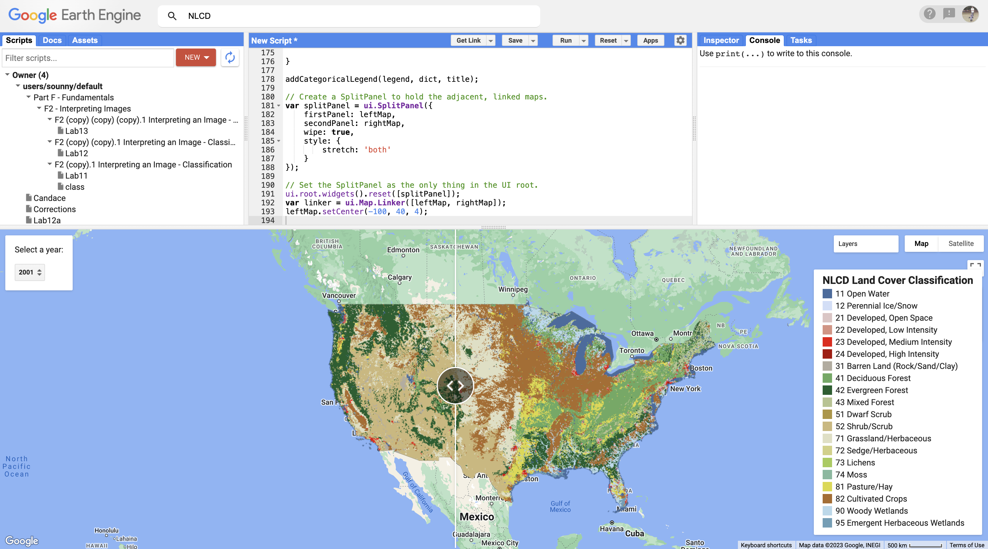 Output from the finished code