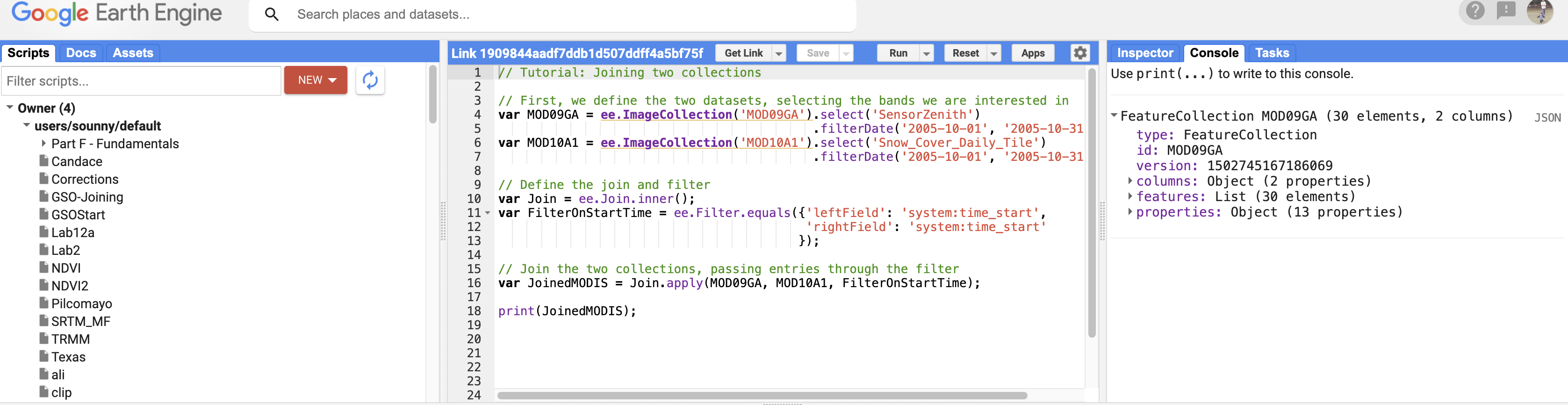 Screenshot of print results
