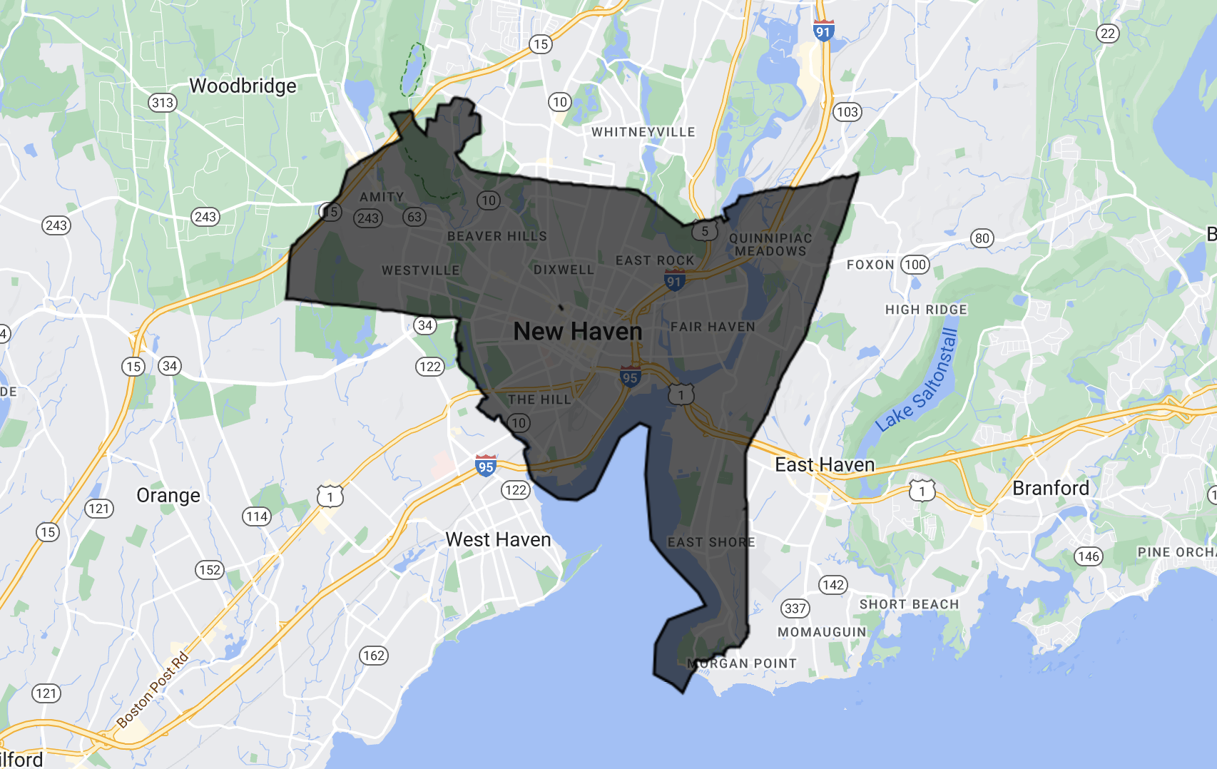 New Haven boundary screenshot