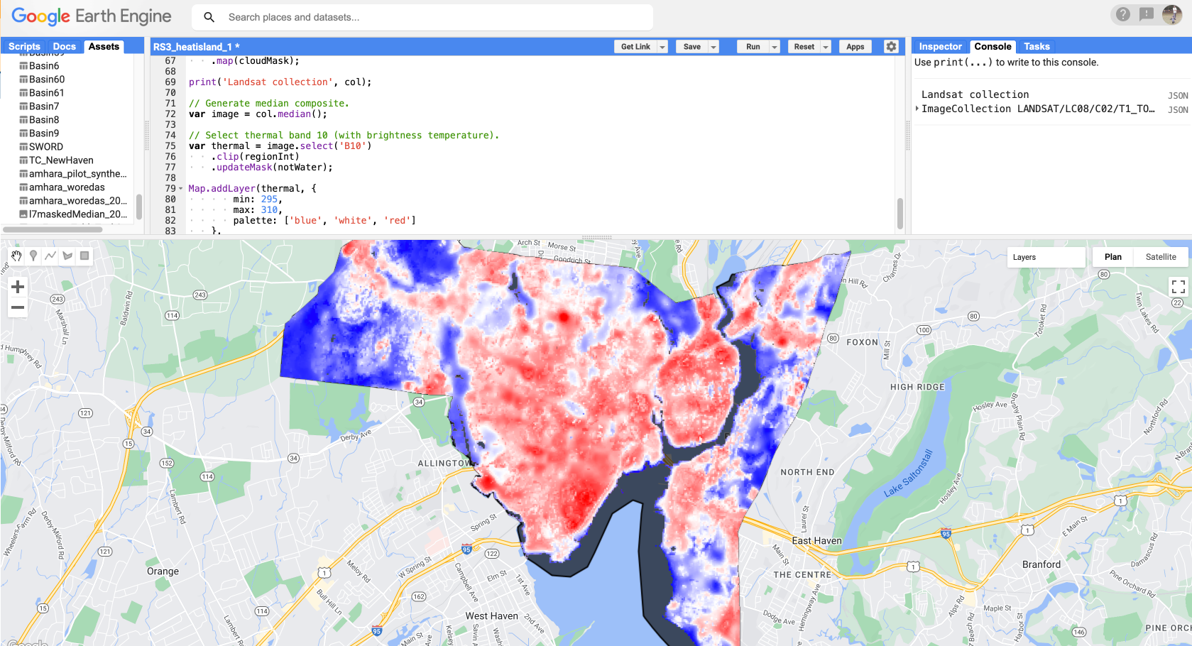 Landsat brightness temperature screenshot