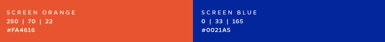 Sample RGB values for orange and blue