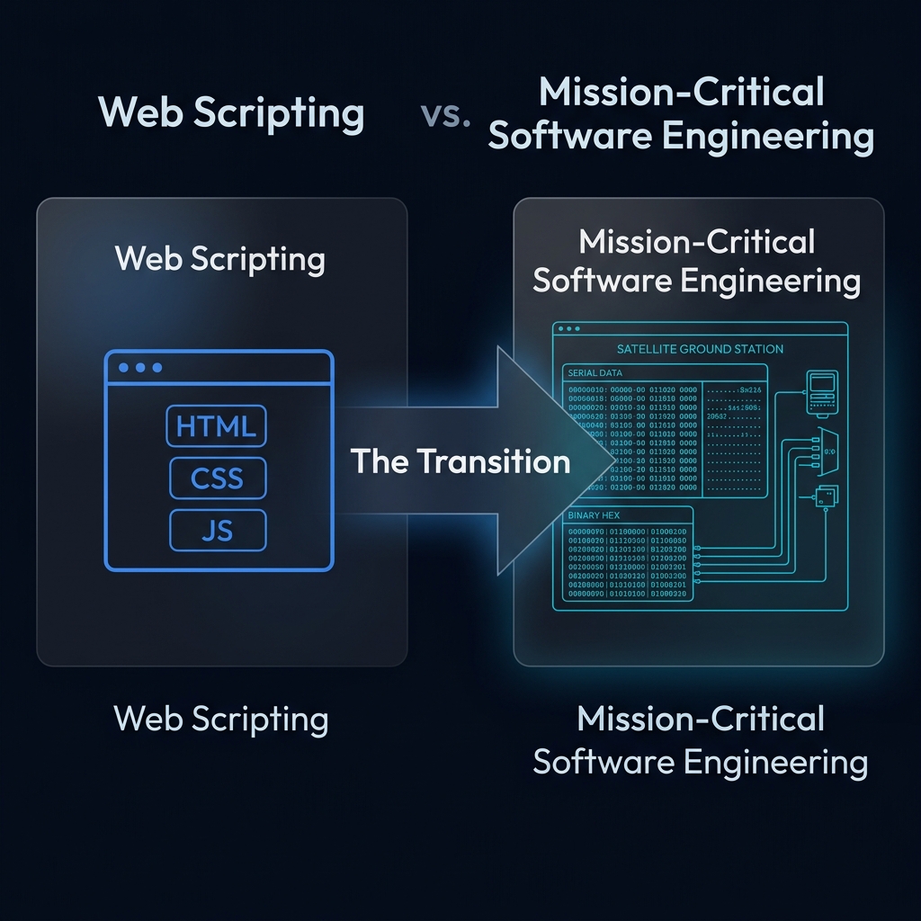 Web Scripting vs Mission-Critical Software Engineering Comparison Diagram