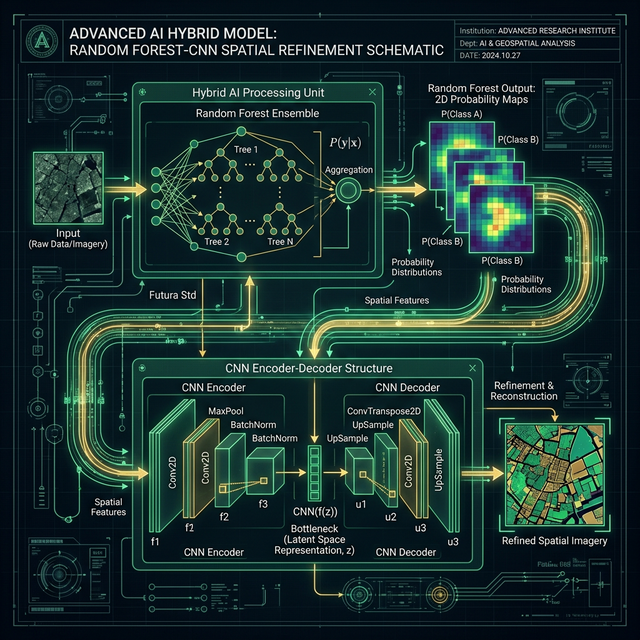 AI schematic of a Random Forest feeding into a CNN neural network