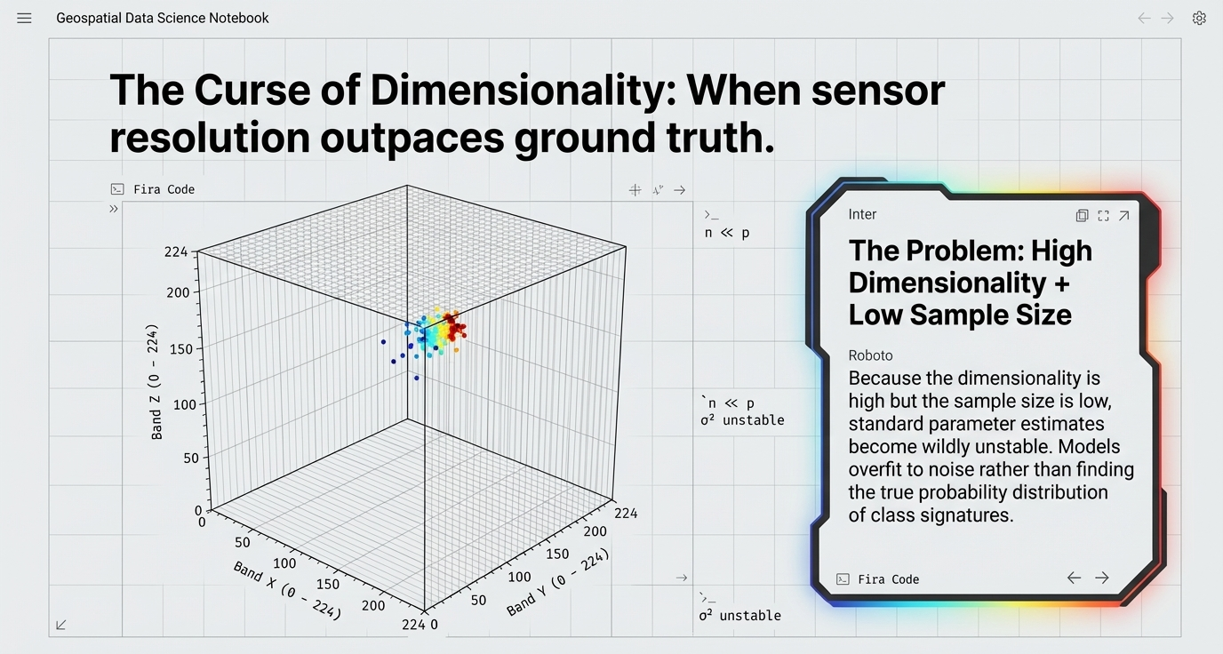 3D scatter plot showing the Curse of Dimensionality where n is much less than p