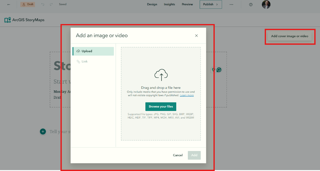 Upload Cover Image Dialog