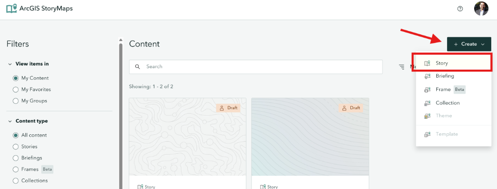 Creating StoryMap from Dashboard