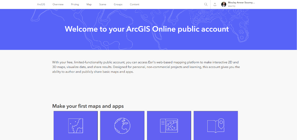 ArcGIS Online Welcome Screen